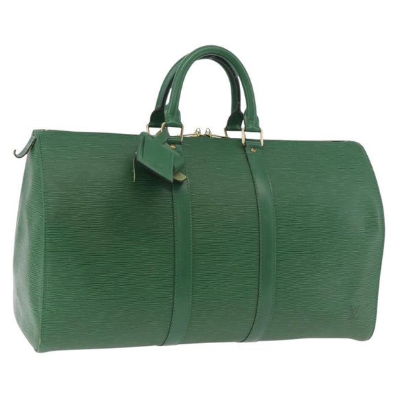 LOUIS VUITTON Epi Keepall 45 Boston Bag Green M42974 LV Auth 182828