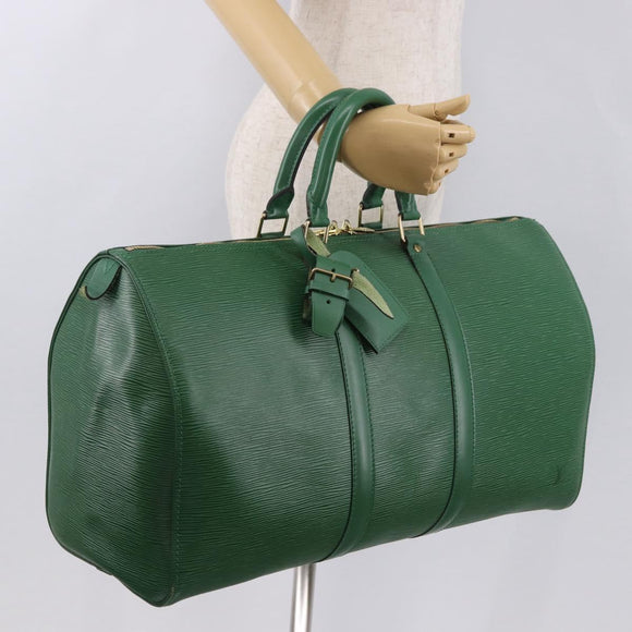 LOUIS VUITTON Epi Keepall 45 Boston Bag Green M42974 LV Auth 182828