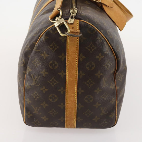 LOUIS VUITTON Monogram Keepall Bandouliere 50 Boston Tasche M41416 LV Auth 182846