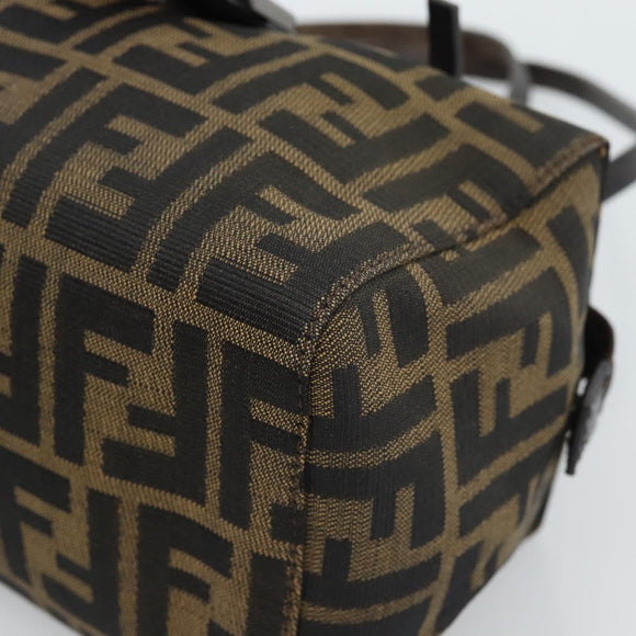 FENDI Zucca Canvas Mamma Baguette Hand Bag Brown Black Auth 182861A
