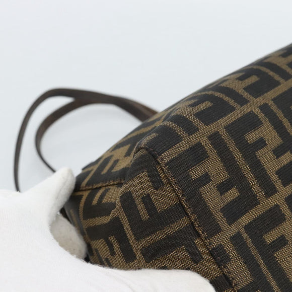 FENDI Zucca Canvas Mamma Baguette Hand Bag Brown Black Auth 182861A