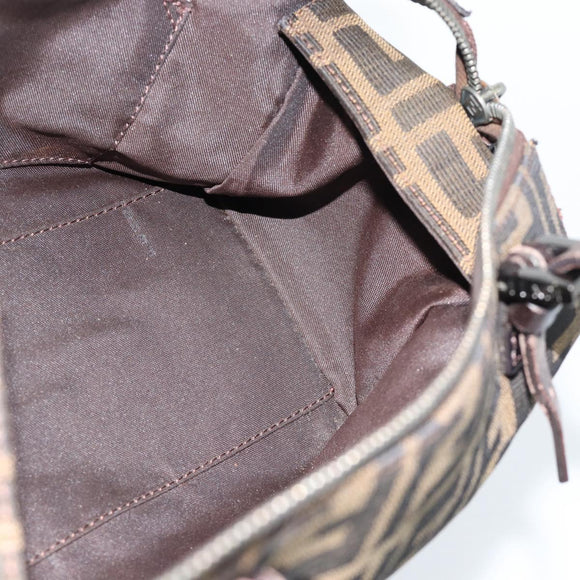 FENDI Zucca Canvas Mamma Baguette Hand Bag Brown Black Auth 182861A
