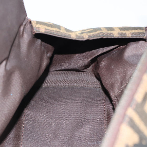 FENDI Zucca Canvas Mamma Baguette Hand Bag Brown Black Auth 182861A
