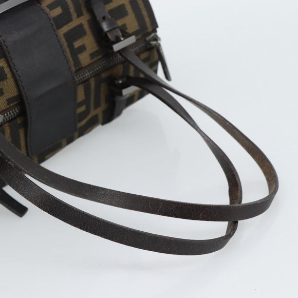 FENDI Zucca Canvas Mamma Baguette Hand Bag Brown Black Auth 182861A