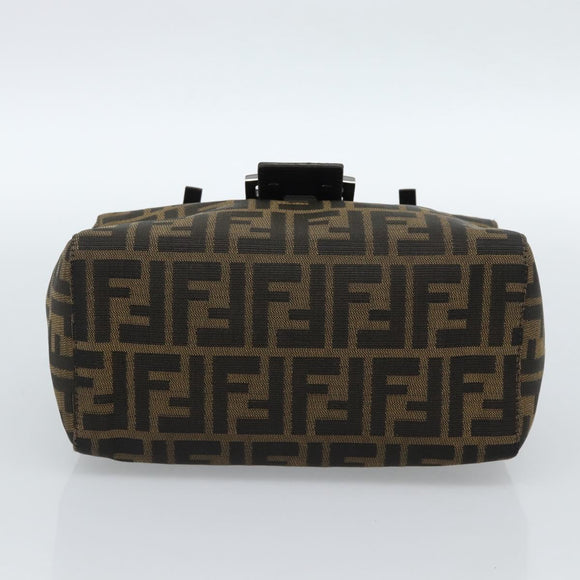 FENDI Zucca Canvas Mamma Baguette Hand Bag Brown Black Auth 182861A