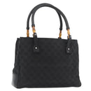 GUCCI GG Canvas Bamboo Handtas Zwart 112526 Auth 182862-1