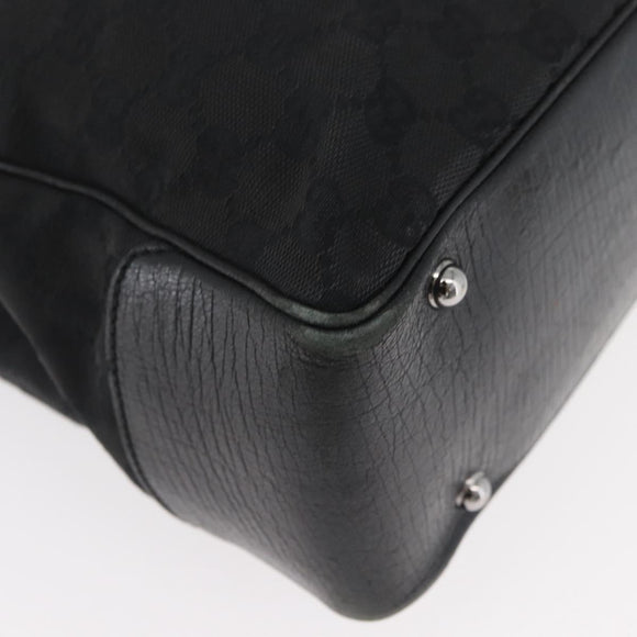 GUCCI GG Canvas Bamboo Handtas Zwart 112526 Auth 182862
