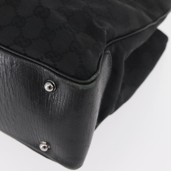 GUCCI GG Canvas Bamboo Handtas Zwart 112526 Auth 182862