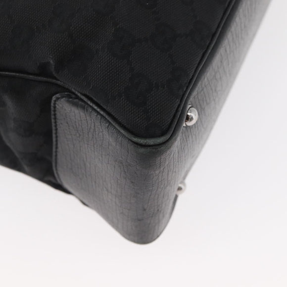 GUCCI GG Canvas Bamboo Handtas Zwart 112526 Auth 182862