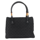 GUCCI GG Canvas Bamboo Handtas Zwart 112526 Auth 182862-2