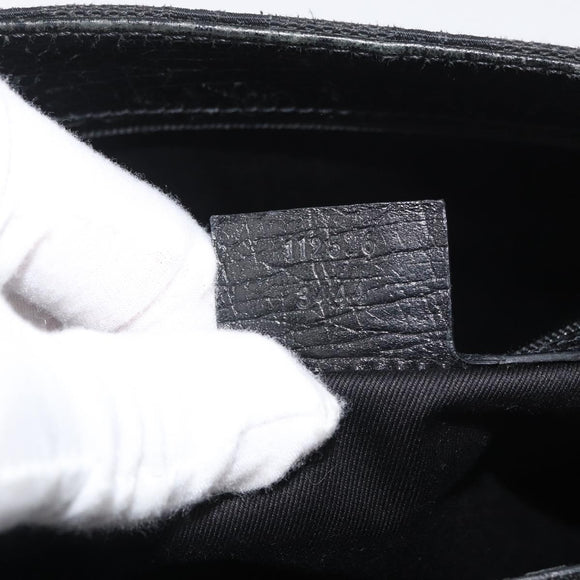 GUCCI GG Canvas Bamboo Handtas Zwart 112526 Auth 182862