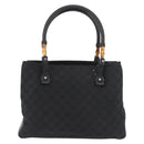 GUCCI GG Canvas Bamboo Handtas Zwart 112526 Auth 182862-3