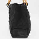 GUCCI GG Canvas Bamboo Handtas Zwart 112526 Auth 182862-5