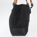GUCCI GG Canvas Bamboo Handtas Zwart 112526 Auth 182862-6