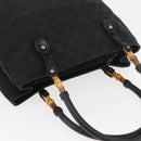 GUCCI GG Canvas Bamboo Handtas Zwart 112526 Auth 182862-7