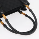 GUCCI GG Canvas Bamboo Handtas Zwart 112526 Auth 182862-8
