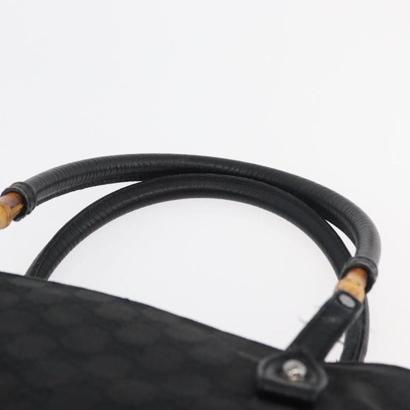 GUCCI GG Canvas Bamboo Handtas Zwart 112526 Auth 182862