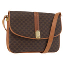 CELINE Macadam Canvas Shoulder Bag PVC Leather Brown Gold Auth 182863-1