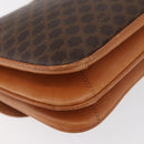 CELINE Macadam Canvas Shoulder Bag PVC Leather Brown Gold Auth 182863-15
