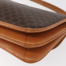 CELINE Macadam Canvas Shoulder Bag PVC Leather Brown Gold Auth 182863-16