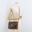 CELINE Macadam Canvas Shoulder Bag PVC Leather Brown Gold Auth 182863-26