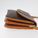 CELINE Macadam Canvas Shoulder Bag PVC Leather Brown Gold Auth 182863-3