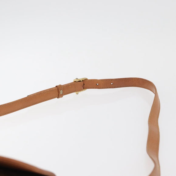 CELINE Macadam Canvas Shoulder Bag PVC Leather Brown Gold Auth 182863