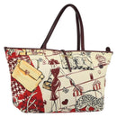Salvatore Ferragamo Gancini Tote Bag Canvas Goud Bordeaux Auth 182865-1