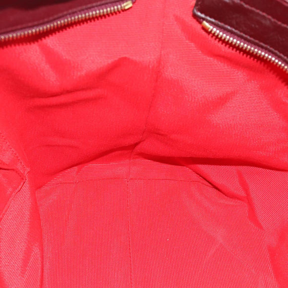 Salvatore Ferragamo Gancini Tote Bag Canvas Goud Bordeaux Auth 182865