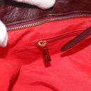Salvatore Ferragamo Gancini Tote Bag Canvas Goud Bordeaux Auth 182865-21
