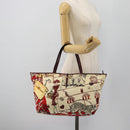 Salvatore Ferragamo Gancini Tote Bag Canvas Goud Bordeaux Auth 182865-23