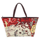 Salvatore Ferragamo Gancini Tote Bag Canvas Goud Bordeaux Auth 182865-2