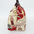 Salvatore Ferragamo Gancini Tote Bag Canvas Goud Bordeaux Auth 182865-4