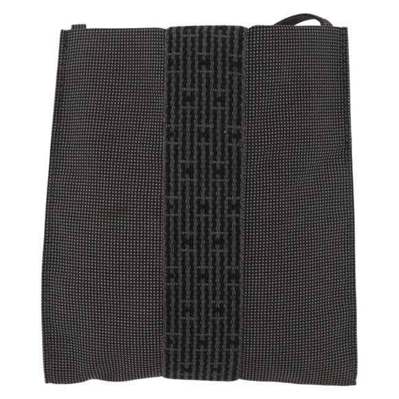 HERMES Her Line Pochette Schoudertas Canvas Grijs Auth 182866