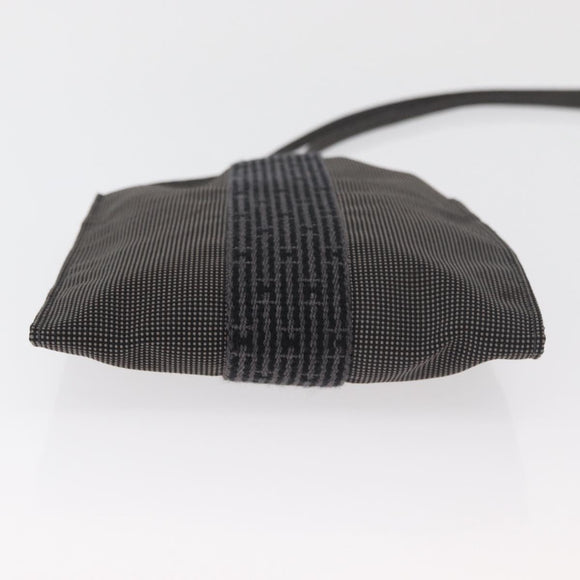HERMES Her Line Pochette Schoudertas Canvas Grijs Auth 182866