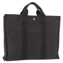 HERMES Her Line MM Handtasche Canvas Grau Silber Auth 182867-1