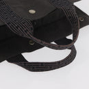 HERMES Her Line MM Handtasche Canvas Grau Silber Auth 182867-7