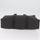 HERMES Her Line MM Handtasche Canvas Grau Silber Auth 182867-5