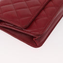 CHANEL Matelasse Chain Shoulder Bag Lamb Skin Red Silver CC Auth 182870SAV-10