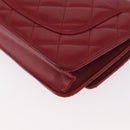 CHANEL Matelasse Chain Shoulder Bag Lamb Skin Red Silver CC Auth 182870SAV-13