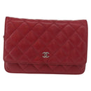 CHANEL Matelasse Chain Shoulder Bag Lamb Skin Red Silver CC Auth 182870SAV-2