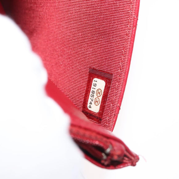 CHANEL Matelasse Chain Shoulder Bag Lamb Skin Red Silver CC Auth 182870SAV