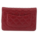 CHANEL Matelasse Chain Shoulder Bag Lamb Skin Red Silver CC Auth 182870SAV-3