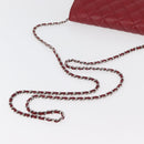 CHANEL Matelasse Chain Shoulder Bag Lamb Skin Red Silver CC Auth 182870SAV-7