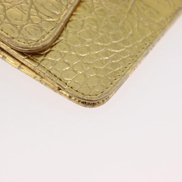 CHANEL COCO Mark Clutch Bag Calf Skin Gold CC Auth 182873SAM