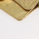 CHANEL COCO Mark Clutch Bag Calf Skin Gold CC Auth 182873SAM-11