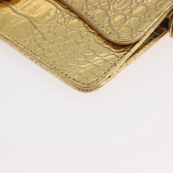 CHANEL COCO Mark Clutch Bag Calf Skin Gold CC Auth 182873SAM