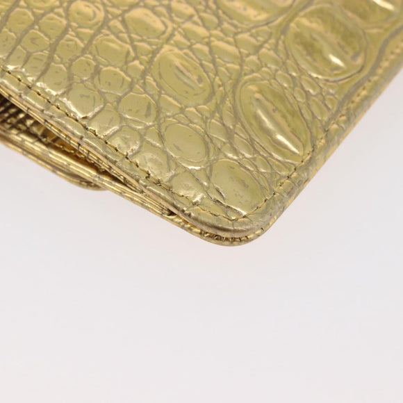 CHANEL COCO Mark Clutch Bag Calf Skin Gold CC Auth 182873SAM