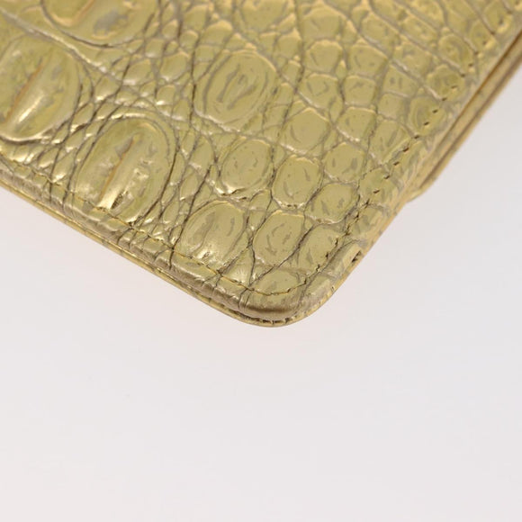 CHANEL COCO Mark Clutch Bag Calf Skin Gold CC Auth 182873SAM