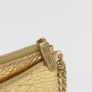 CHANEL COCO Mark Clutch Bag Calf Skin Gold CC Auth 182873SAM-14